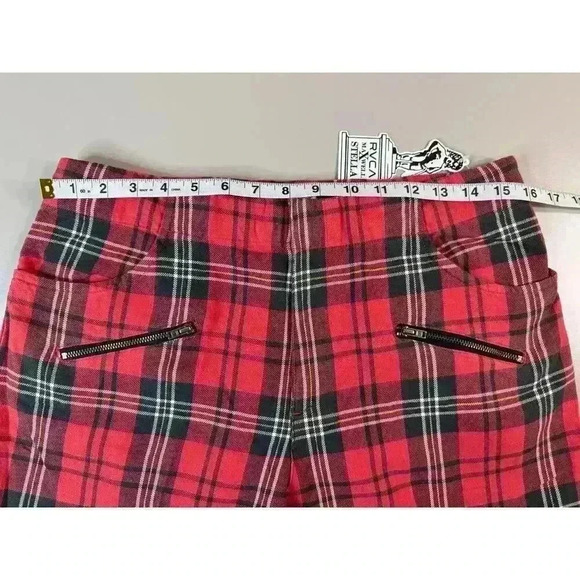 RVCA x Stella Maxwell NWT Women’s Ramone Pants Size 29 Red Plaid Punk Grunge Emo - Picture 12 of 16